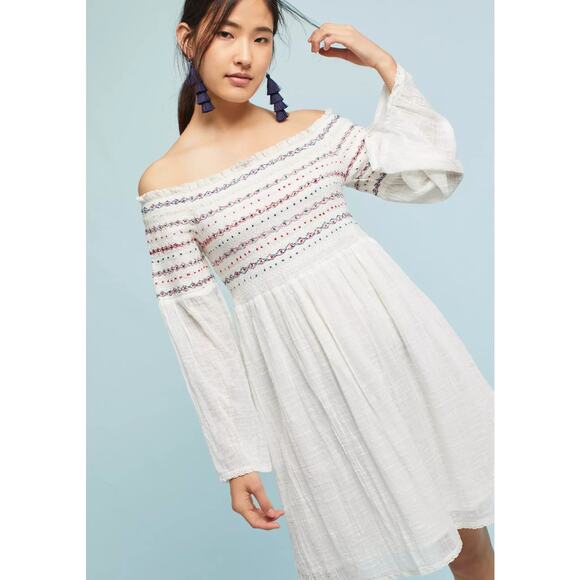 MSRP $168 Farm Rio Off-The-Shoulder Smocked Top or Mini Size S | SAME DAY SHIP - Picture 1 of 9